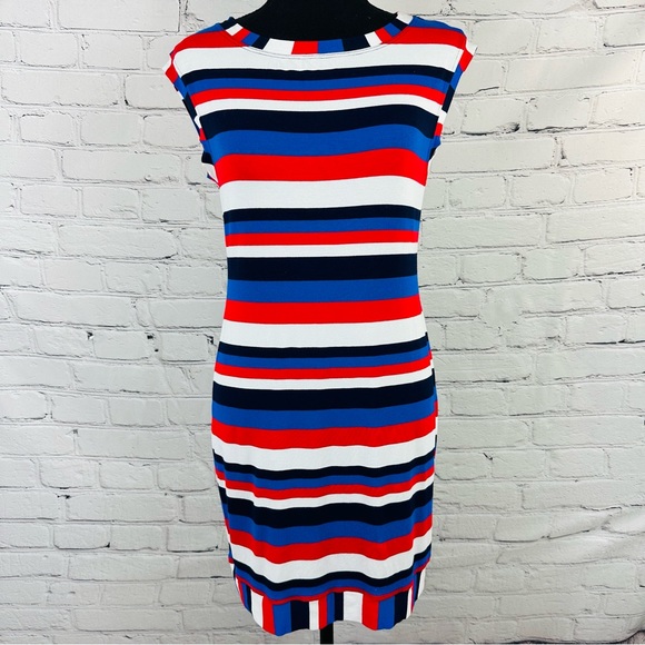 TRINA TURK SHEATH NAUTICAL MULTI-COLORED STRIPED DRESS SIZE (S) - Picture 3 of 10